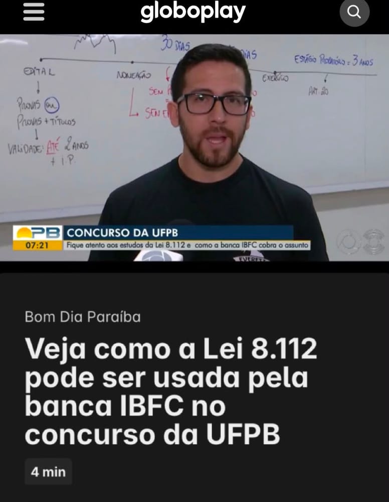 Prof. Chacon em reportagem sobre o concurso da UFPB